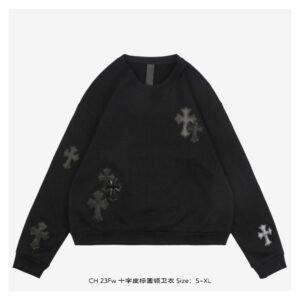 Chrome Hearts  23Fw Cross Leather Logo Sweatshirt