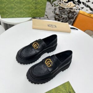 Gucci Loafer GG  Dark leather texture Black