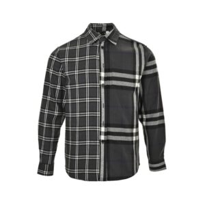 Burberry Double-stitched brushed check shirt Black